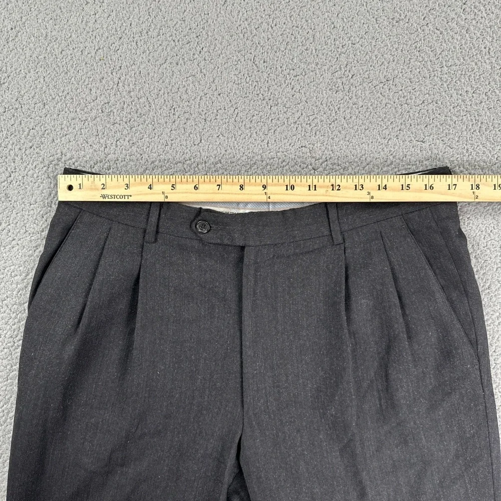 Enzo Mantovani Zignone Dress Pants Men 34x29 Black Wool Cashmere Pleated Italy